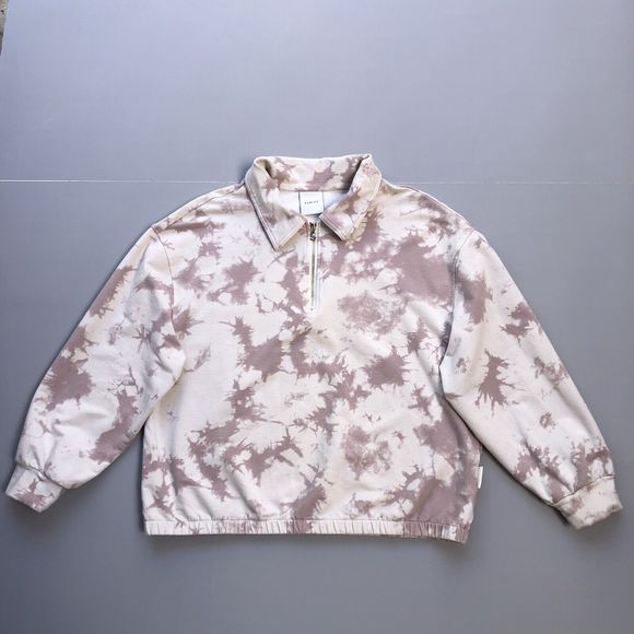 VARLEY Women Large Romero Sweat Taupe White Tie Dye Half Zip Pullover Sweatshirt - Picture 1 of 12